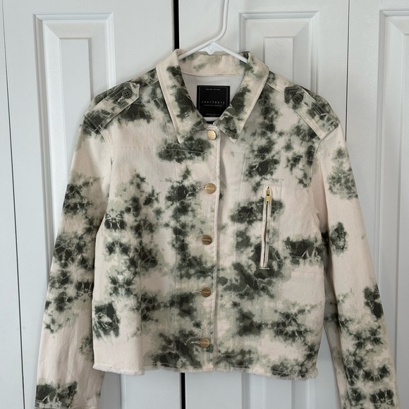 Sanctuary Cream and Green Tie-Dye Jean Jacket - Picture 16 of 16